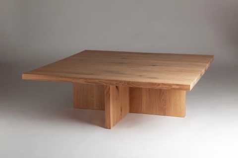 Duży stolik dębowy 120 x 120 cm japandi do salonu