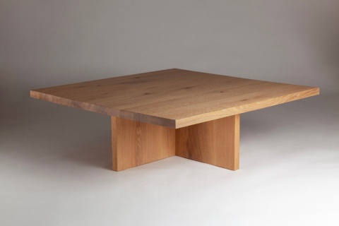 Duży stolik dębowy 120 x 120 cm japandi do salonu