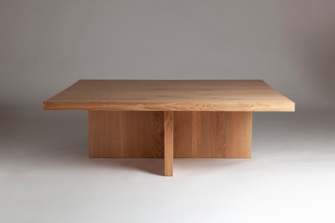 Duży stolik dębowy 120 x 120 cm japandi do salonu