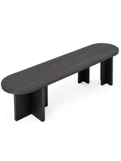 Ławka BENCH WOOD 140 x 35 cm siedzisko dąb czarny do salonu lub jadalni