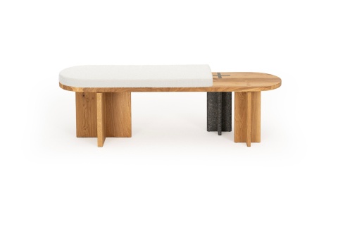 Ławka siedzisko BENCH STONE 140 x 35 cm dąb naturalny / granit