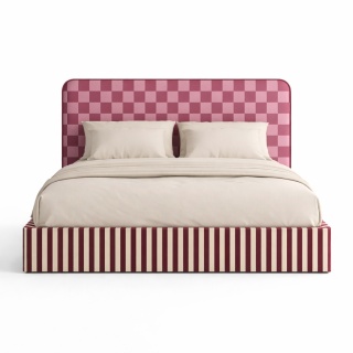 Łóżko tapicerowane DISSONANCE No.5 designerskie z zagłówkiem różowe
