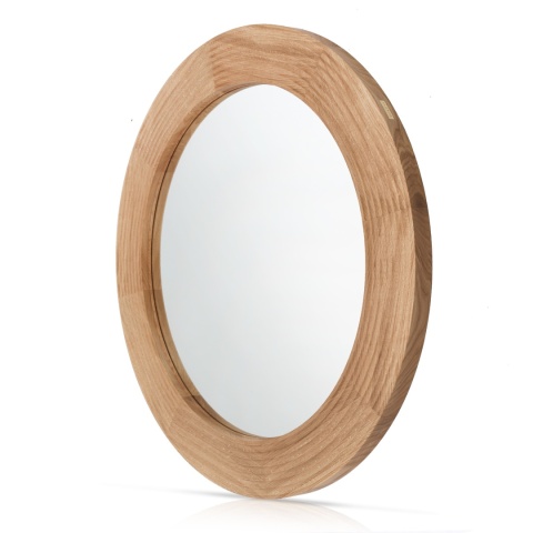 Lustro ryflowane 100 cm rama z litego drewna okrągłe do łazienki