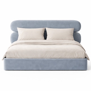 Lóżko tapicerowane MOU designerskie z zagłówkiem błękitne