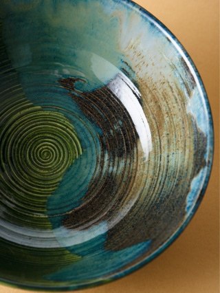 Misa ceramiczna LARGE ROUND FOREST zielona