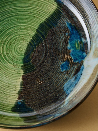 Misa ceramiczna WIDE ROUND FOREST zielona