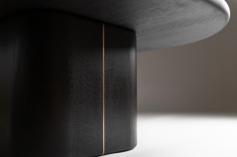 Stolik kawowy art deco 60 x 60 cm z miedzianą wstawką do salonu