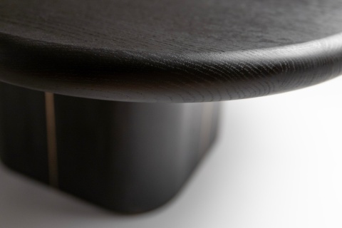 Stolik kawowy art deco 60 x 60 cm z miedzianą wstawką do salonu