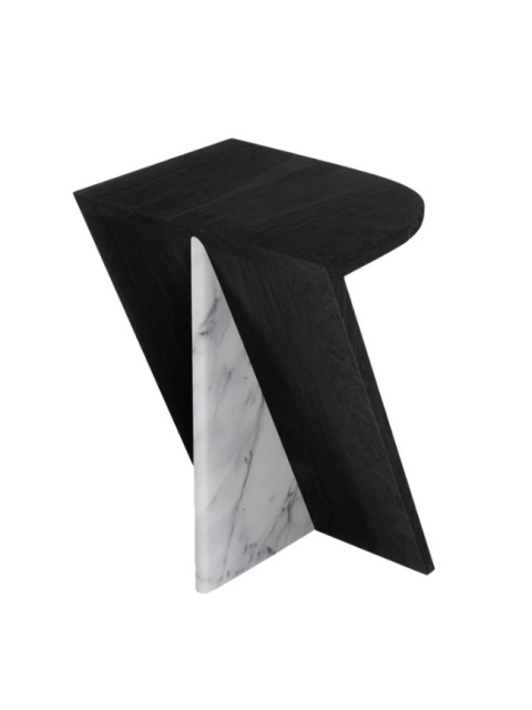 Stolik pomocniczy LEAF 30 x 40 cm dąb czarny / marmur