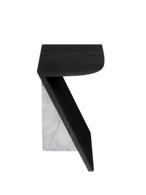 Stolik pomocniczy LEAF 30 x 40 cm dąb czarny / marmur
