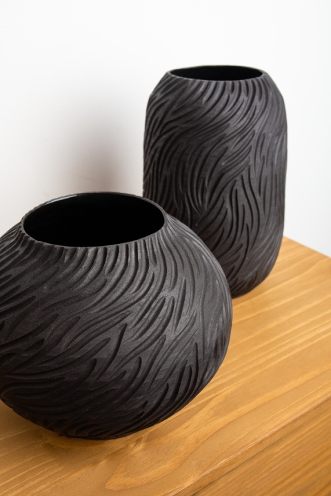 Wazon gliniany WAVES grafit