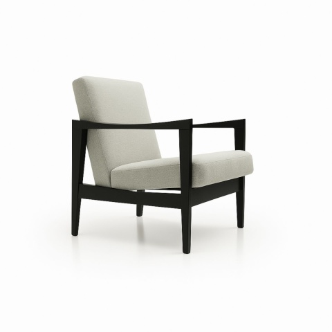 Fotel tapicerowany CK57 rama czarny dąb szary