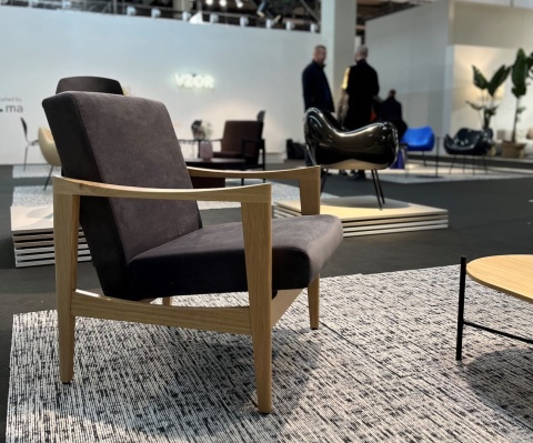 Fotel tapicerowany CK57 rama czarny dąb szary