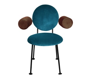 Fotel MEDALION designerski z podłokietnikami czarno biały