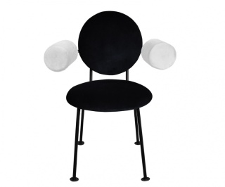 Fotel MEDALION designerski z podłokietnikami czarno biały