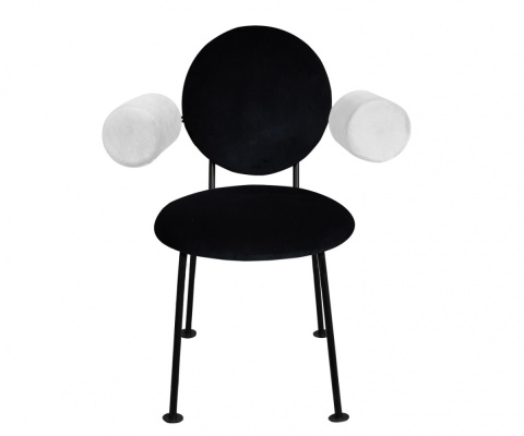 Fotel MEDALION designerski z podłokietnikami czarno niebieski