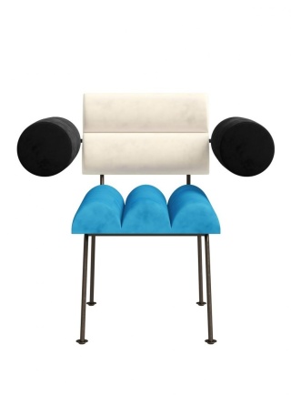 Fotel ROLL & ROLL designerski z podłokietnikami biało niebieski