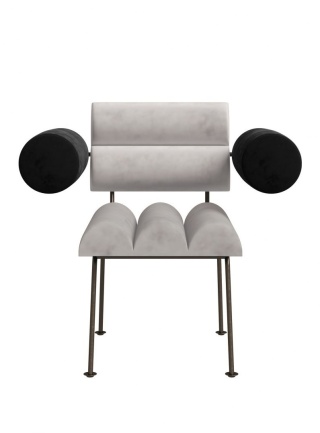 Fotel ROLL & ROLL designerski z podłokietnikami szary