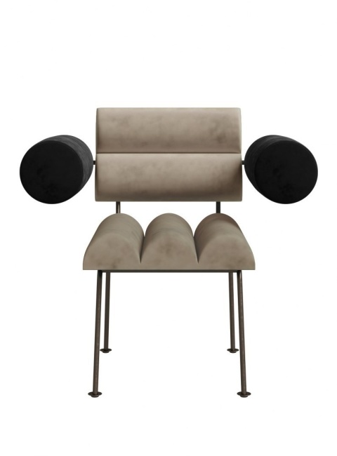 Fotel ROLL & ROLL designerski z podłokietnikami szary