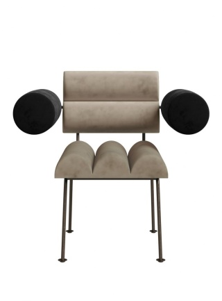 Fotel ROLL & ROLL designerski z podłokietnikami brązowy