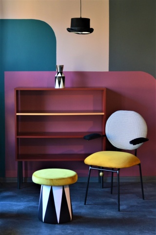 Fotel tapicerowany ANATOL 2 z podłokietnikami designerski żółty