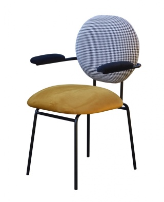 Fotel tapicerowany ANATOL 2 z podłokietnikami designerski żółty