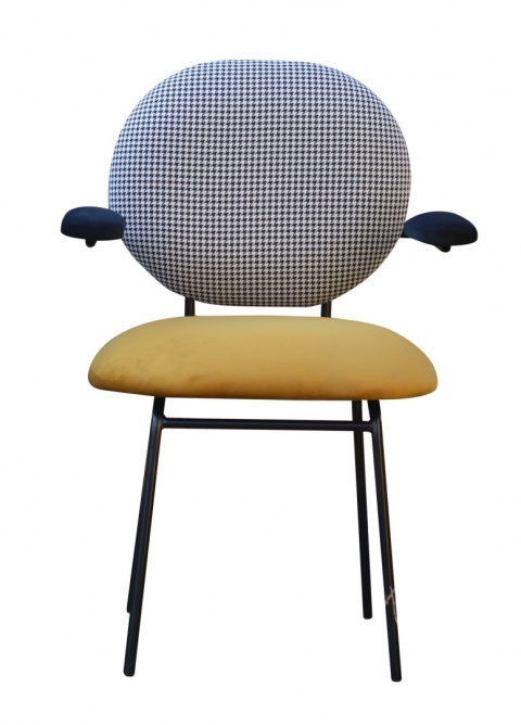 Fotel tapicerowany ANATOL 2 z podłokietnikami designerski żółty