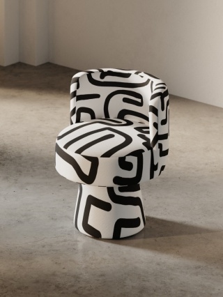 Fotel obrotowy BLACK LINE No.1 designerski biały czarne linie