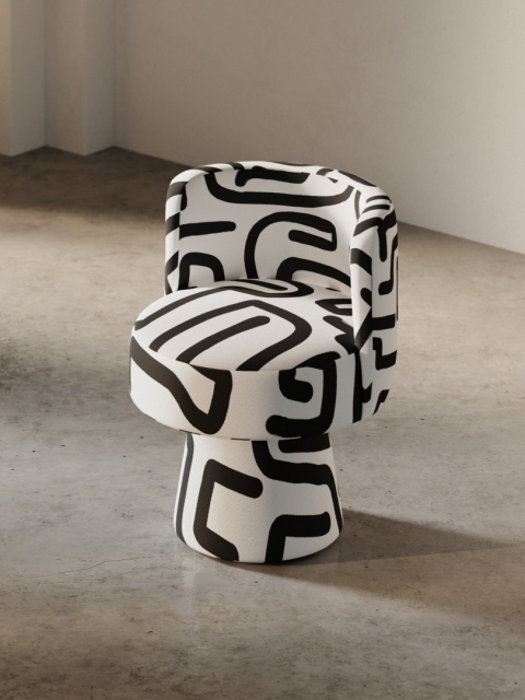 Fotel obrotowy BLACK LINE No.1 designerski biały czarne linie