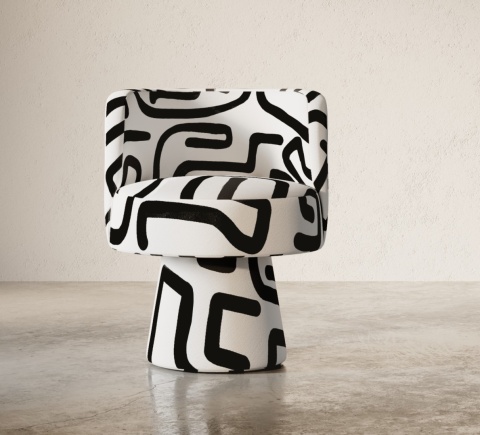 Fotel obrotowy BLACK LINE No.1 designerski biały czarne linie