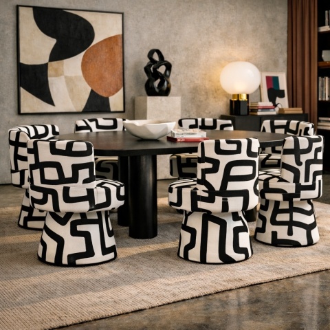 Fotel obrotowy BLACK LINE No.1 designerski biały czarne linie