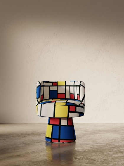 Fotel obrotowy DE STIJL PATERN designerski kolorowy do salonu