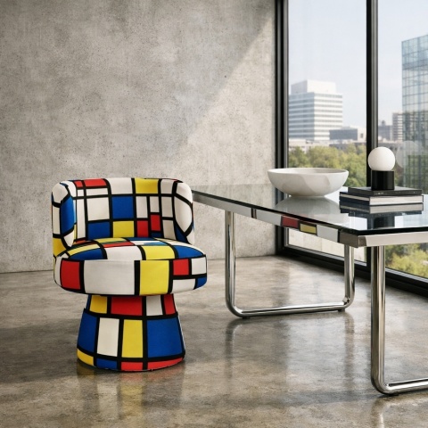 Fotel obrotowy DE STIJL PATERN designerski kolorowy