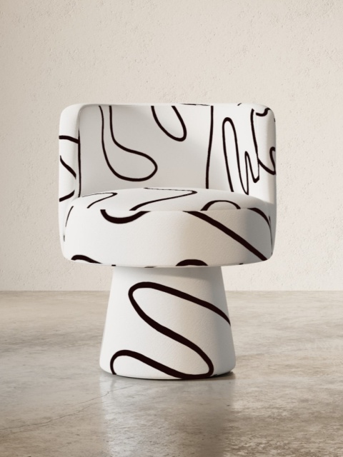 Fotel obrotowy BLACK LINE No.2 designerski biały czarne linie