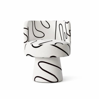 Fotel obrotowy BLACK LINE No.2 designerski biały czarne linie