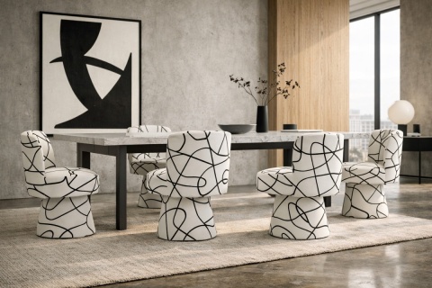 Fotel obrotowy BLACK LINE No.2 designerski biały czarne linie