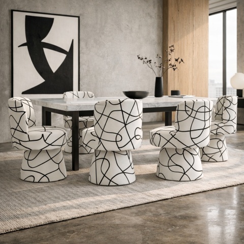 Fotel obrotowy BLACK LINE No.2 designerski biały czarne linie