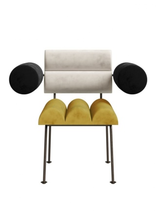 Fotel ROLL & ROLL designerskii z podłokietnikami biało żółty