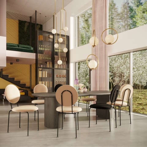 Krzesło tapicerowane MEDALION designerskie pomarańczowe