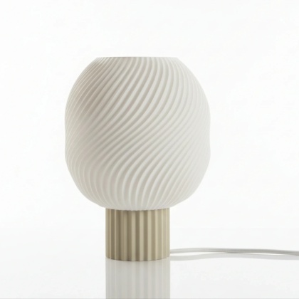 Lampa stołowa TIDE ART druk 3D beżowa lampka nocna do salonu lub sypialni