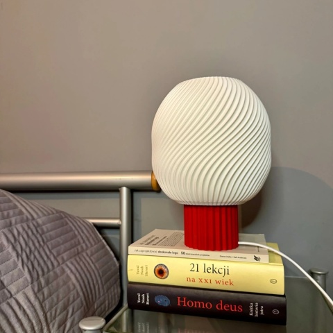 Lampa stołowa TIDE ART druk 3D czerwona