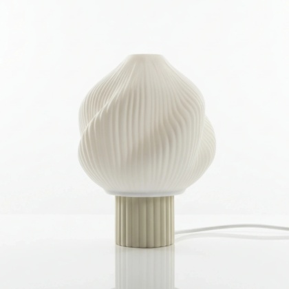 Lampa stołowa TWIST CREME druk 3D beżowa lampka nocna do salonu lub sypialni