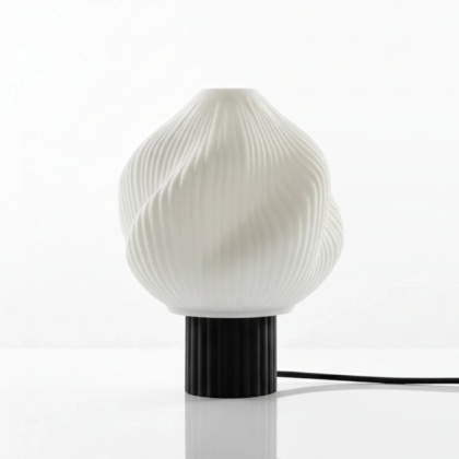 Lampa stołowa TWIST CREME druk 3D czarna lampka nocna do salonu lub sypialni