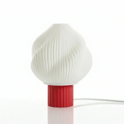 Lampa stołowa TWIST CREME druk 3D czerwona lampka nocna do salonu lub sypialni