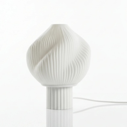 Lampa stołowa TWIST CREME druk 3D biała lampka nocna do salonu lub sypialni
