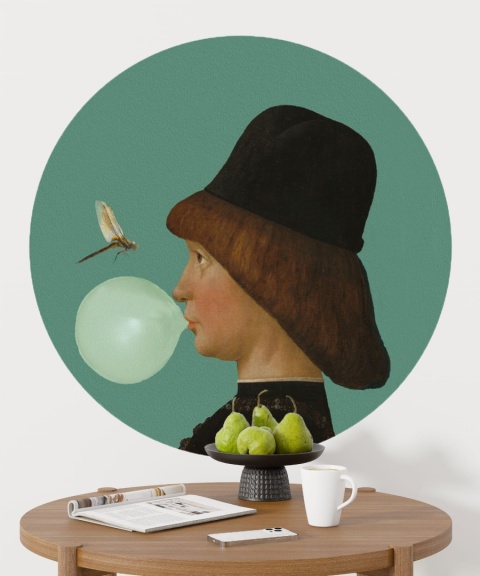 Mural DOTS - Młodzieniec z Ważką zielony