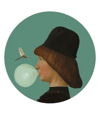 Mural DOTS - Młodzieniec z Ważką zielony