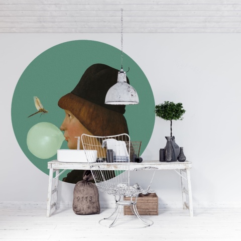 Mural DOTS - Młodzieniec z Ważką zielony