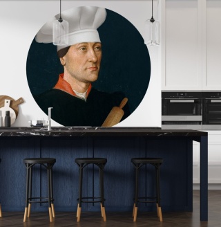 Mural DOTS - Mężczyzna z Wałkiem niebieski