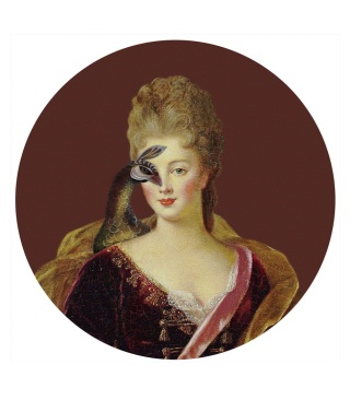 Mural DOTS - Kobieta z Ptakiem brązowy